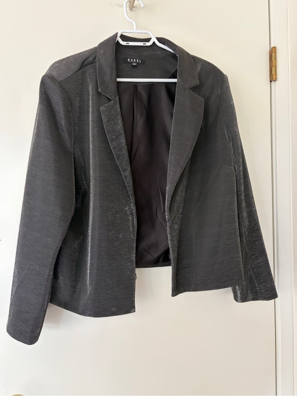luxury rebel Black Textured Open-Front Blazer